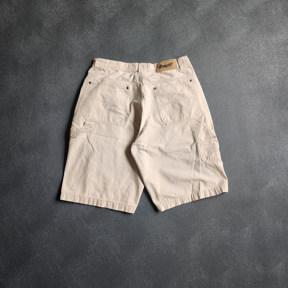 Vintage Y2K Utility Cream Carpenter Dungaree Shorts 34